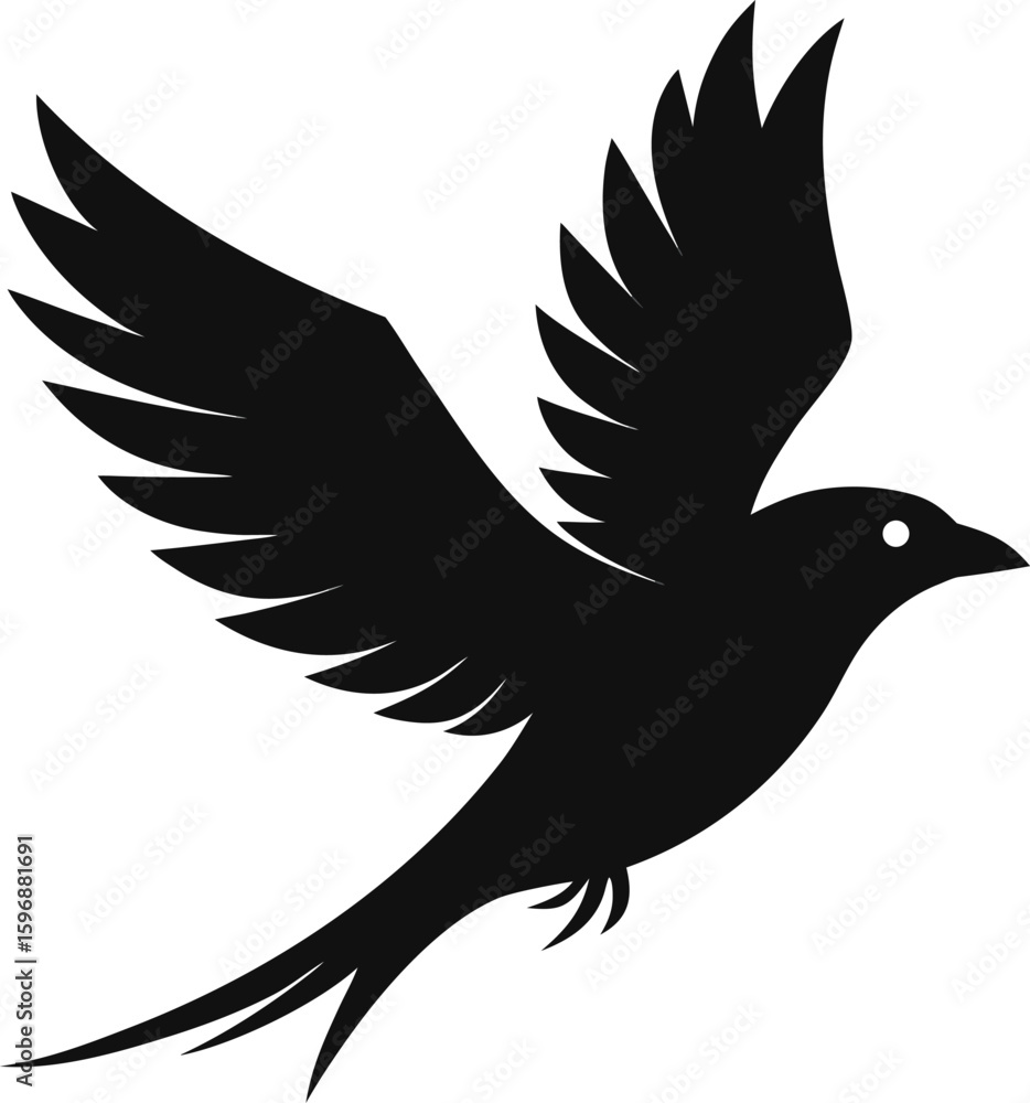 Fototapeta premium Profile Silhouette Black Silhouette Of A Sparrow Flying