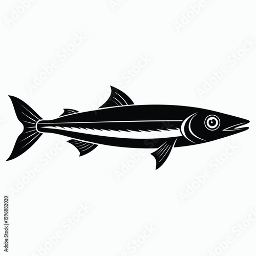 Realistic Black Silhouette Of A Anchovy Resting On