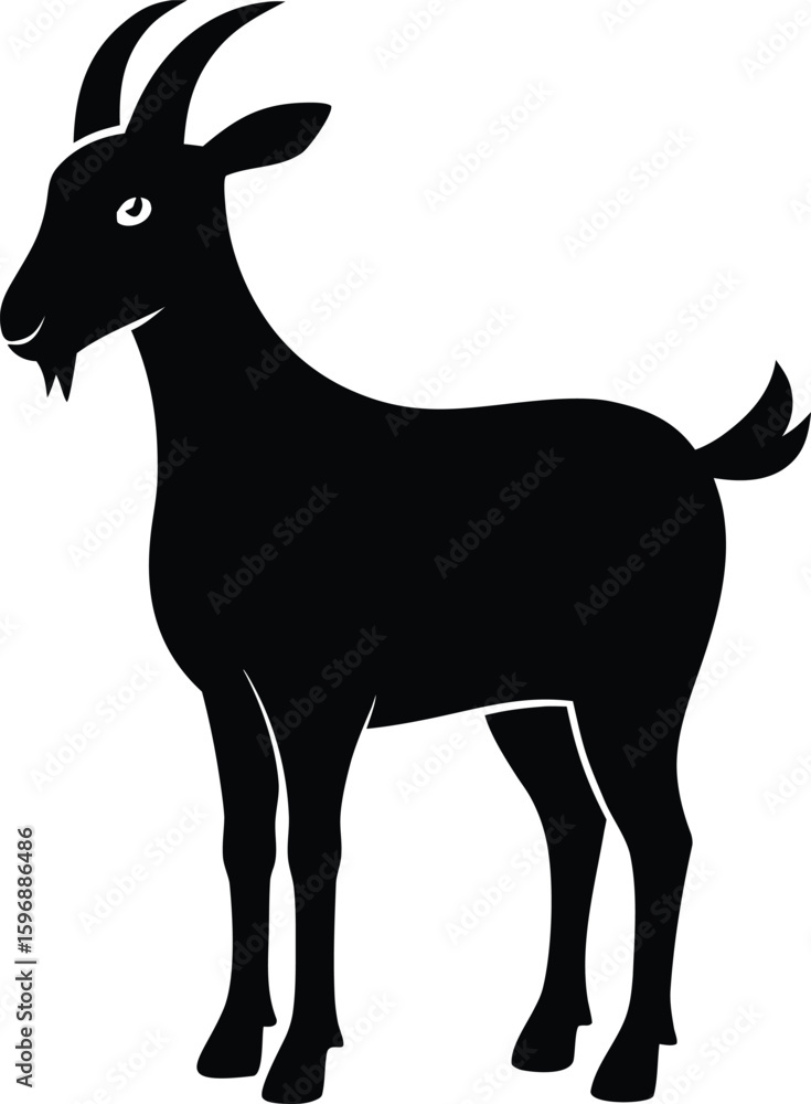 Fototapeta premium Simple Form Black Silhouette Of A Goat Standing On