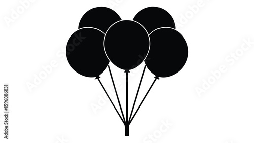 Silhouette of balloons icon in vibrant cmyk colors