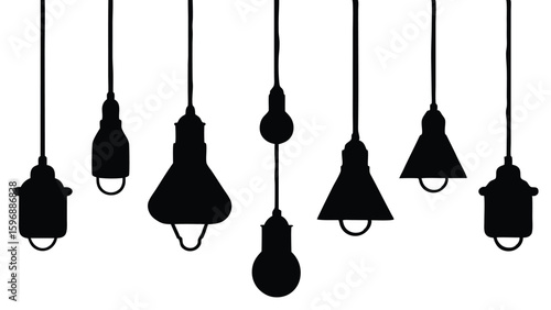 Set of electric lamps silhouette on a white background
