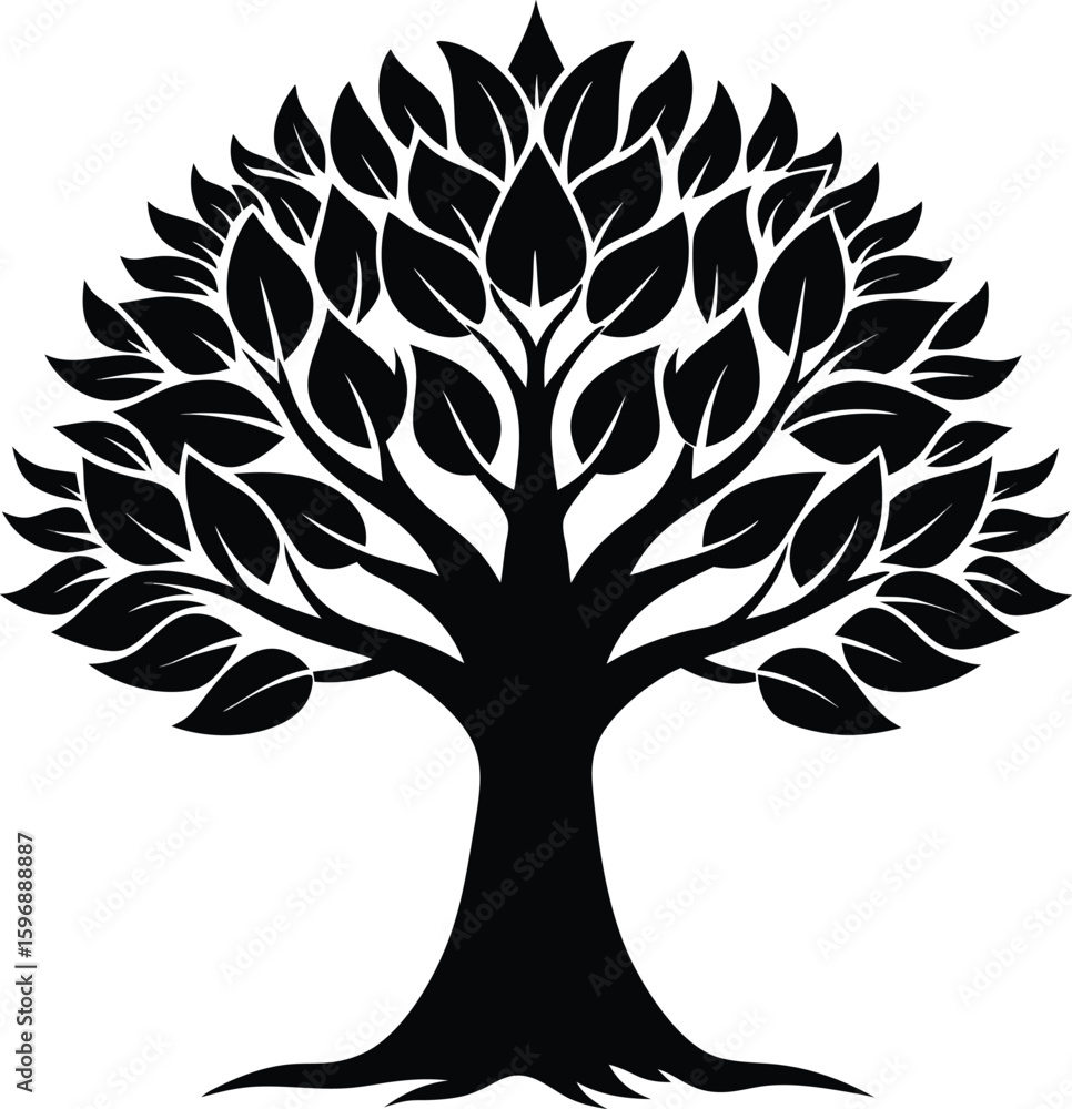 Obraz premium Stylized Black Silhouette Of A Tree Resting On White