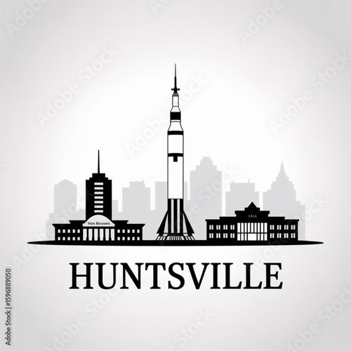 Wallpaper Mural Huntsville Skyline Silhouette - Space City of Alabama Vector Illustration Torontodigital.ca