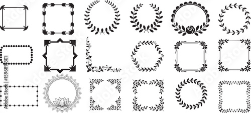 Decorative borders and frames collection floral leaves