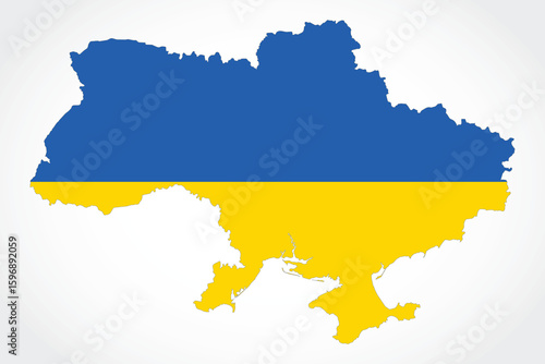 Vector graphic artwork suitable for print and web containing flat detailed map of UKRAINE