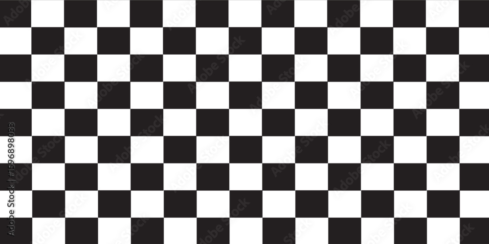 Fototapeta premium Black and white checkered pattern, Checkerboard seamless pattern. vector