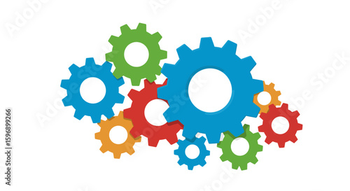 Interlocking Gears Arrangement symbolizing a Complex System of Interconnected Parts Working Together Efficiently