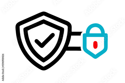 Simple blue and red shield lock icon