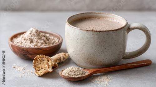 Coffee drink with mushroom powder