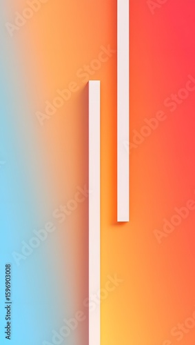 Abstract Geometric Design - Blue and Orange Split with White Lines