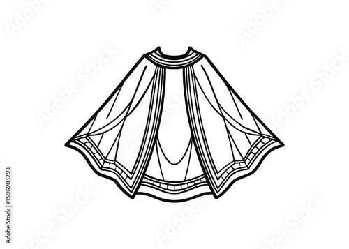 Silhouette of cape style kameez isolated on a white background