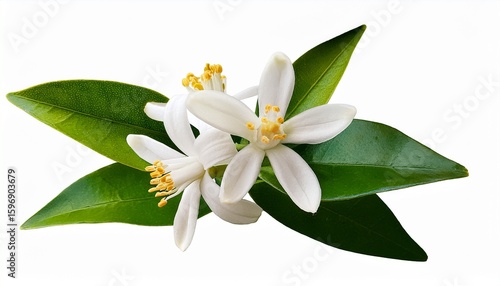 neroli flowers citrus aurantium neroli blossom on twig isolated on on white transparent background cut out png element
