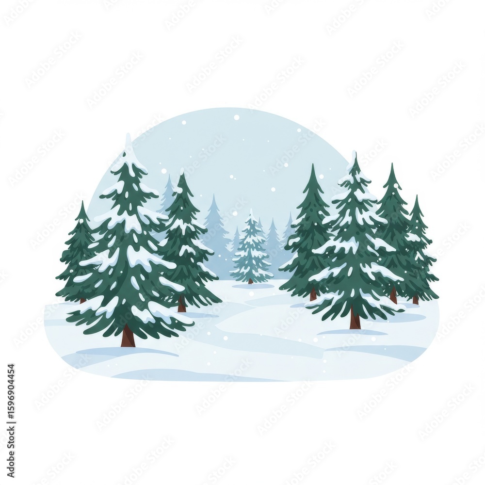 Obraz premium Snowy Winter Forest Landscape with Pine Trees