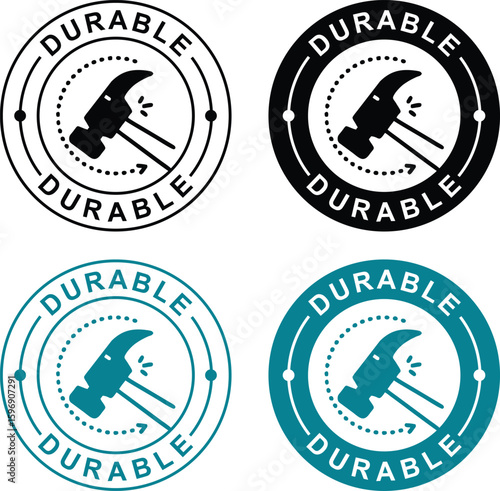 Durable Label Badge – Long Lasting, Strong, Tough Sticker Icon for Packaging or Product Design