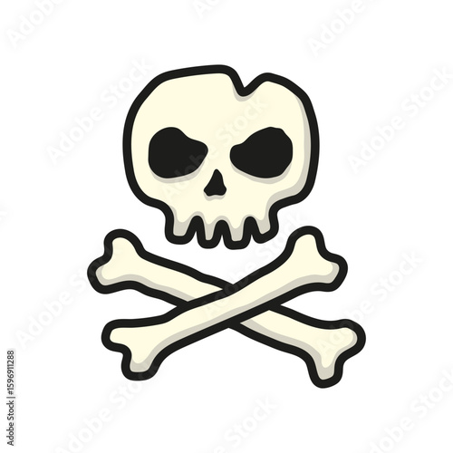 Skull and crossbones icon. Colored silhouette. Front view. Vector simple flat graphic illustration. Isolated object on white background. Isolate.