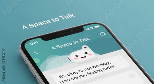 Smartphone displaying A I chatbot conversation about mental wellbeing mobile phone artificial intelligence