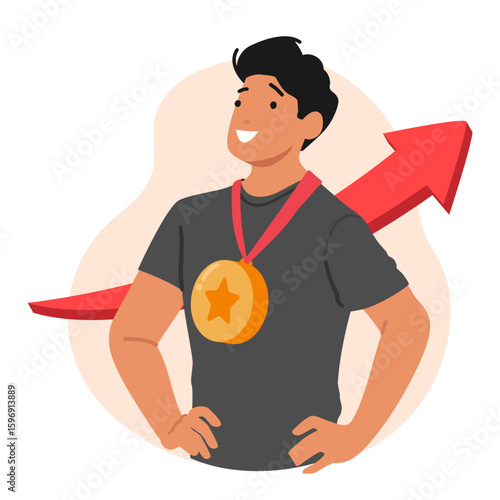 Self-realization basic human needs vector illustration with man character interested in success