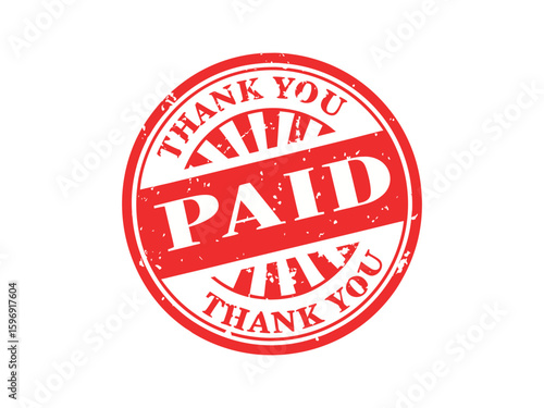 Red paid stamp with thank you message, a business concept for finance and accounting