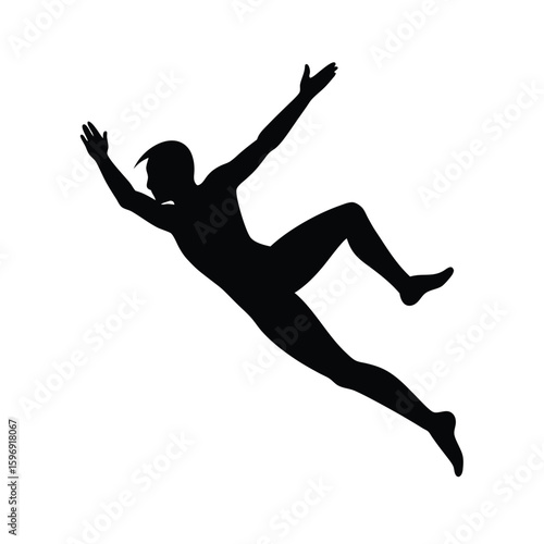 Silhouette of a man falling through air