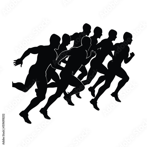Silhouette of runners competing in a race