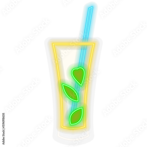 Set of neon icons cocktail tequila. neon drinks.
