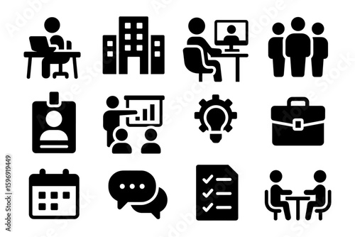 Business icons collection for office communication and management