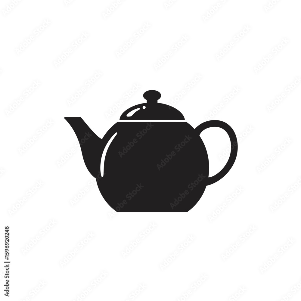 Elegant black teapot icon for tea time and relaxation vector illustration for menus and branding in minimalist style Elegant black teapot icon for tea time and relaxation vector illustration for menus and branding in minimalist style