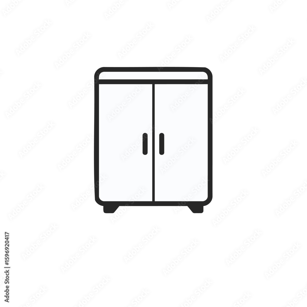 Wardrobe icon for storage solution vector design graphic element in simple black and white style with two doors Wardrobe icon for storage solution vector design graphic element in simple black and white style with two doors