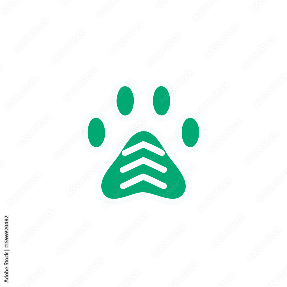 Fototapeta premium Veterinary care logo: animal health, pet clinic, paw print, medical symbol