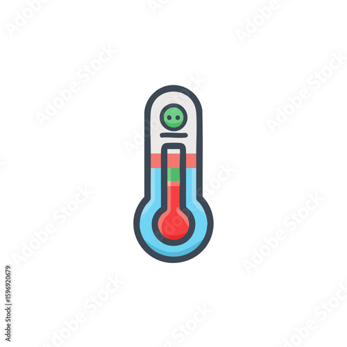 Fever thermometer illustration: medical temperature check, health and wellness icon