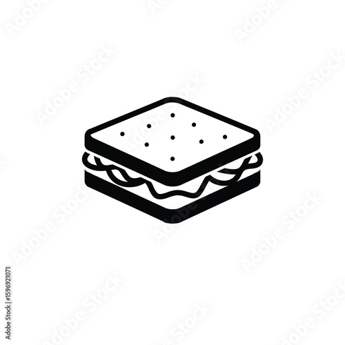 Iconic sandwich illustration for food related websites and digital marketing campaigns featuring bread and filling creating appetite appeal