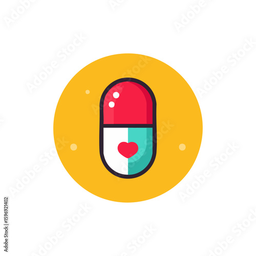 Heart health pill capsule - medication, healthcare, and wellness illustration