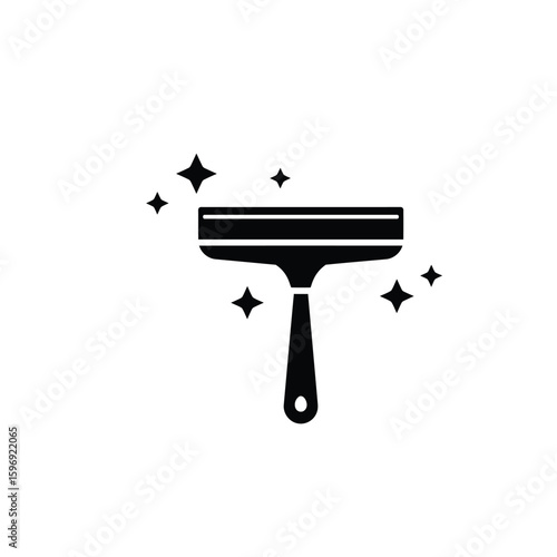 Shiny squeegee tool for cleaning windows and surfaces with sparkling effect perfect for cleanliness illustrations and domestic chores design