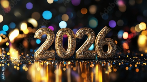Wallpaper Mural Glittering 2026 display with colorful bokeh background for new year celebration Torontodigital.ca