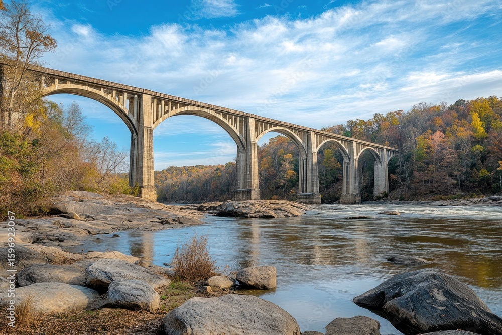 Fototapeta premium Majestic River Bridge in Autumn