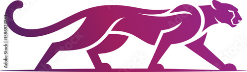 Purple panther logo design vector illustration for branding and graphic design projects use
