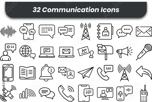 Vector art of a collection of communication icons representing various forms of messaging