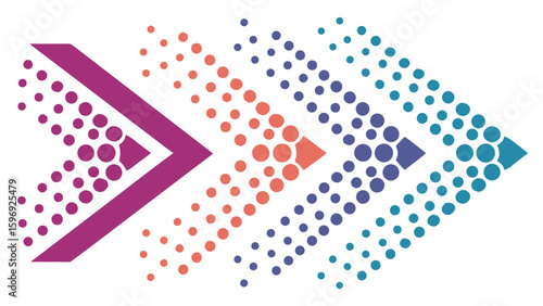 gradient arrow design purple orange teal dots modern digital transformation graphic element
