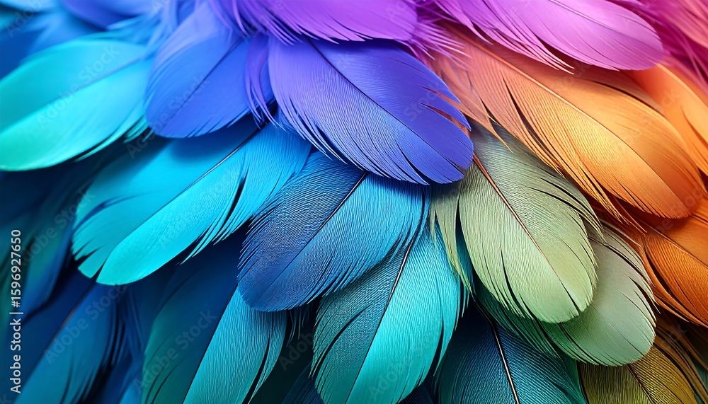 Fototapeta premium Vibrant, colorful bird feathers close-up