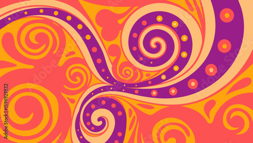 Abstract spiral pattern in vibrant orange and purple color scheme  