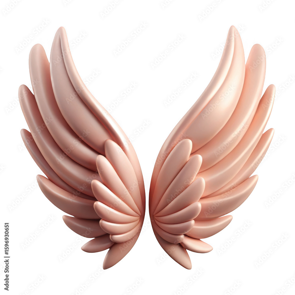 Obraz premium 3d angel wings with soft pink hue isolated on transparent background
