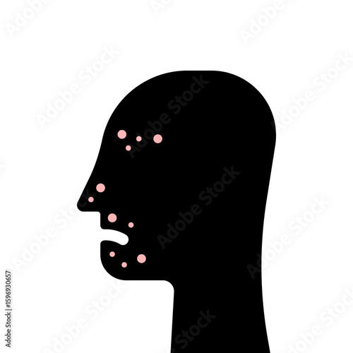 problematic skin like black human head with acne