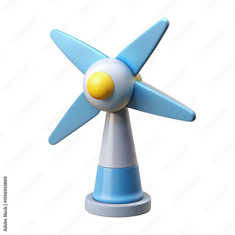 3d stylized wind turbine with blue blades isolated on transparent background 3d stylized wind turbine with blue blades isolated on transparent background