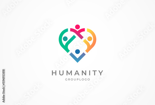 People logo design, humanity people group Logo with gradient color, human logo design element, vector illustration