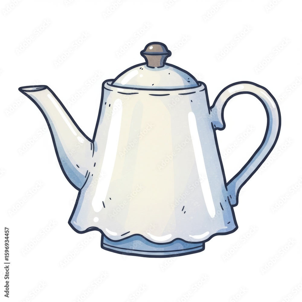 Obraz premium White Ceramic Teapot Illustration