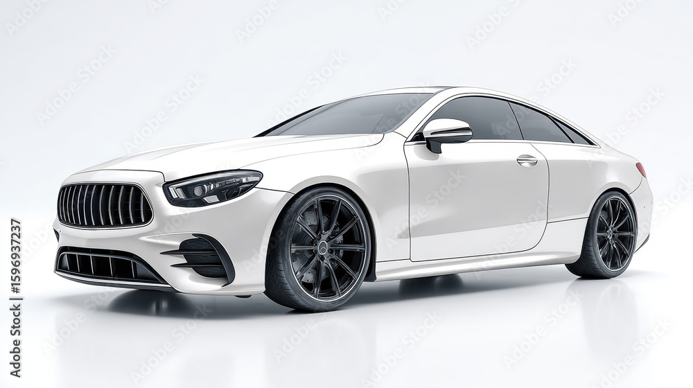 White Sports Car on White Background White Sports Car on White Background