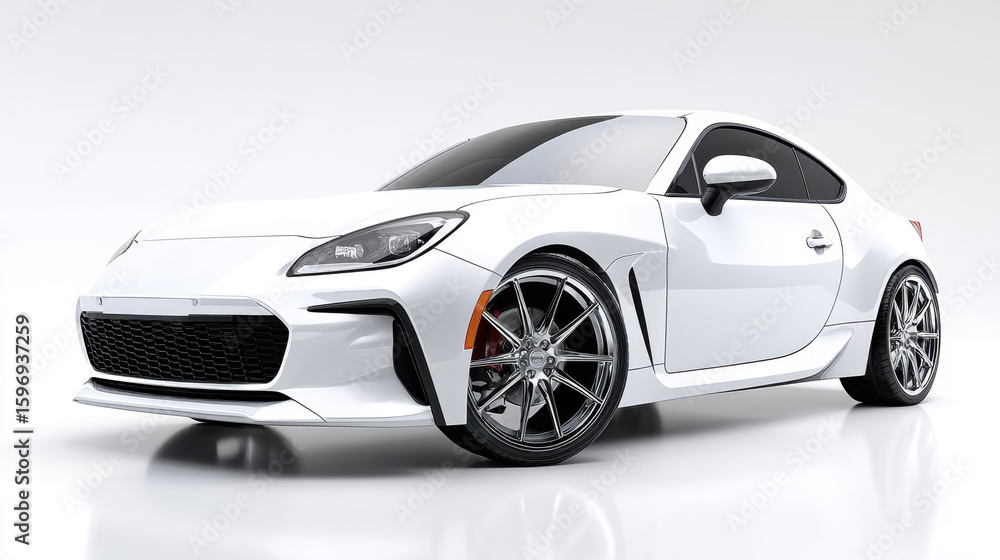 Fototapeta premium White Sports Car on White Background