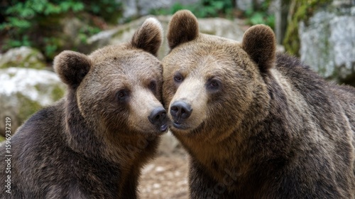 Wallpaper Mural Two brown bears close together Torontodigital.ca