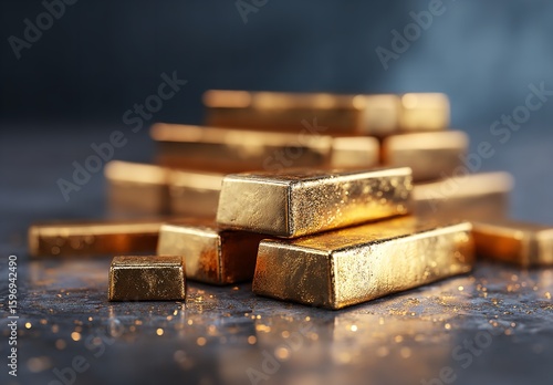 Wallpaper Mural Stack of Shiny Gold Bars on Dark Background Highlighting Wealth and Luxury in Precious Metal Investment Torontodigital.ca