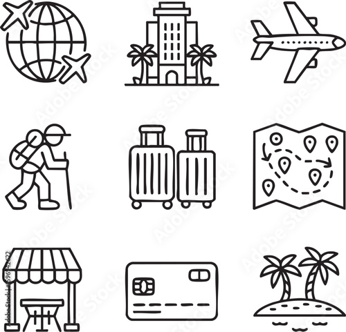 Travel Icons  Global Adventure, Vacation Planning, and Tourism Graphics
